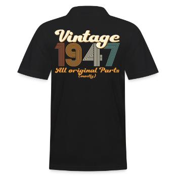 Original vintage 1947 75th birthday gift - Men's Polo Shirt - black - Back - Kai (181cm)