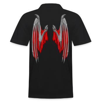 Dämonenflügel in ROT - Männer Poloshirt - Schwarz - Hinten - Kai (181cm)