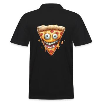 Funny Pizza Face For Humorous Moments - Men's Polo Shirt - black - Back - Kai (181cm)