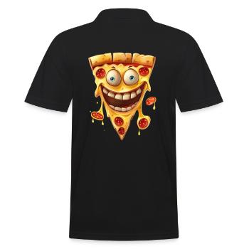 Funny pizza with a big smile - Men's Polo Shirt - black - Back - Kai (181cm)
