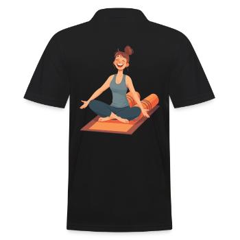 Yoga Blissful Joy and Relaxation - Men's Polo Shirt - black - Back - Kai (181cm)