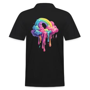 Bunter Schmelzender Regenbogen Zauber - Männer Poloshirt - Schwarz - Hinten - Kai (181cm)