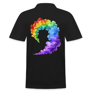 Buntes Rauchprofil In Lebendigen Farben - Männer Poloshirt - Schwarz - Hinten - Kai (181cm)
