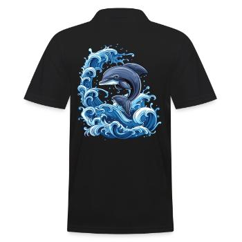 Dolphin, Water, Waves, Ocean - Men's Polo Shirt - black - Back - Kai (181cm)