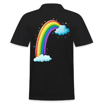 Bunter Regenbogen Mit Wolken Zeichnung - Männer Poloshirt - Schwarz - Hinten - Kai (181cm)