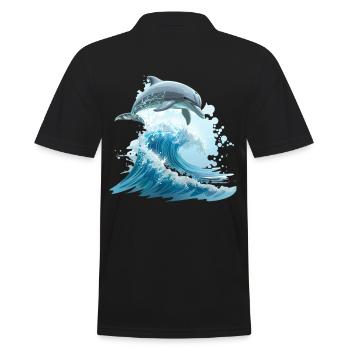 Dolphin Ocean Jump Sea - Men's Polo Shirt - black - Back - Kai (181cm)