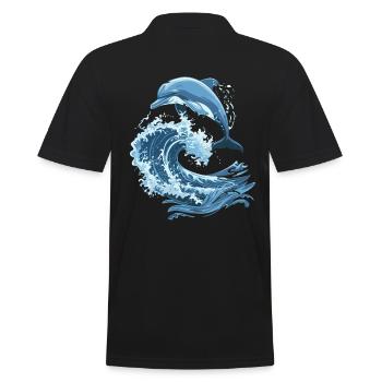 Dolphin Sea Waves - Men's Polo Shirt - black - Back - Kai (181cm)