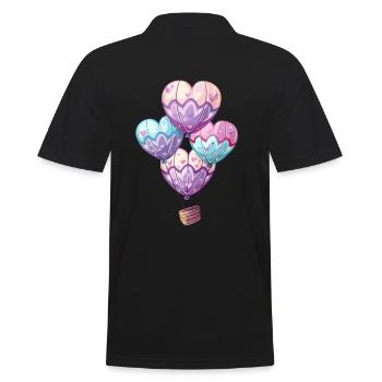 Colorful Hearts Balloons Flying High - Men's Polo Shirt - black - Back - Kai (181cm)