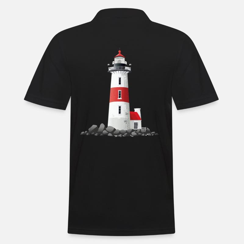Phare sur la côte rocheuse - Polo Homme - noir