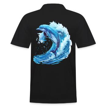 Dauphin sauteur dans la vague bleue - Polo Homme - noir - Dos - Kai (181cm)