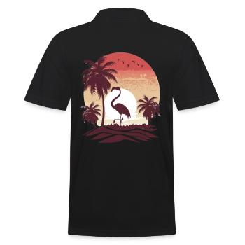 Flamingo Illustration - Men's Polo Shirt - black - Back - Kai (181cm)
