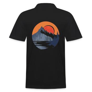 Adventure Mountains at Sunset - Men's Polo Shirt - black - Back - Kai (181cm)