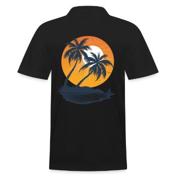 Sonniger Palmeninsel Sonnenuntergang - Männer Poloshirt - Schwarz - Hinten - Kai (181cm)