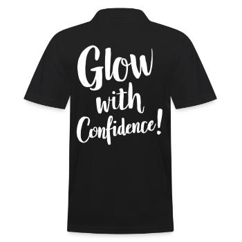 Glow with Confidence Inspirierende Botschaft - Männer Poloshirt - Schwarz - Hinten - Kai (181cm)