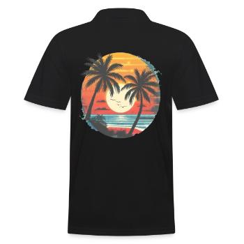 Sommer Sonnenuntergang Palmen Silhouette - Männer Poloshirt - Schwarz - Hinten - Kai (181cm)