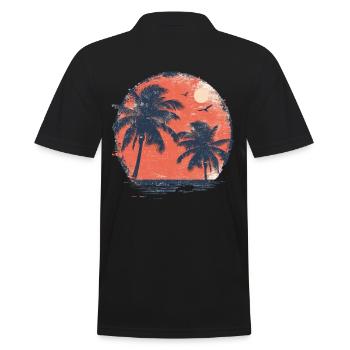 Tropischer Sonnenuntergang mit Palmen - Männer Poloshirt - Schwarz - Hinten - Kai (181cm)