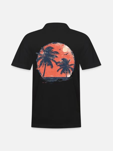Tropical sunset with palm trees - Men's Polo Shirt - black