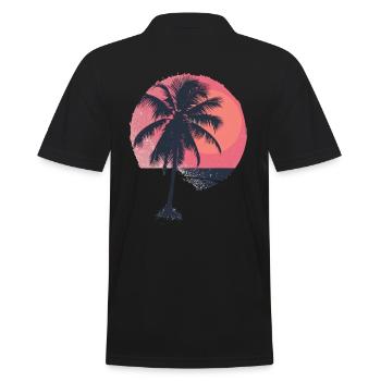 Sunny Palm Trees Sunset - Men's Polo Shirt - black - Back - Kai (181cm)