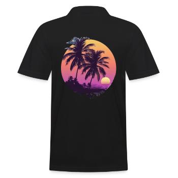 Sunny Palm Trees Sunset - Men's Polo Shirt - black - Back - Kai (181cm)