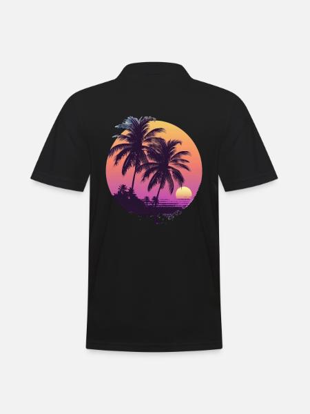 Sunny Palm Trees Sunset - Men's Polo Shirt - black