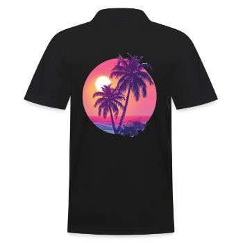 Tropical sunset with palm trees - Men's Polo Shirt - black - Back - Kai (181cm)