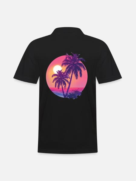 Tropical sunset with palm trees - Men's Polo Shirt - black