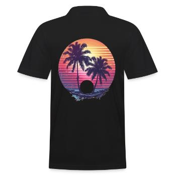 Sunny Palm Trees Sunset - Men's Polo Shirt - black - Back - Kai (181cm)