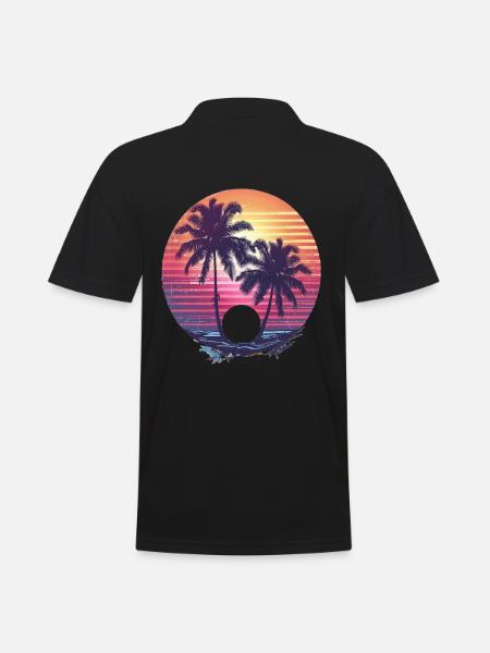 Sunny Palm Trees Sunset - Men's Polo Shirt - black