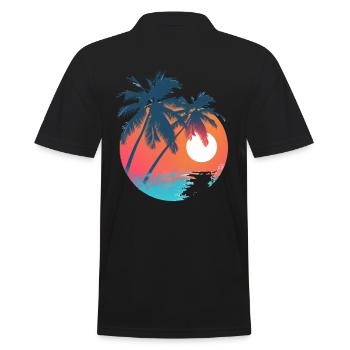Tropischer Sonnenuntergang mit Palmen - Männer Poloshirt - Schwarz - Hinten - Kai (181cm)