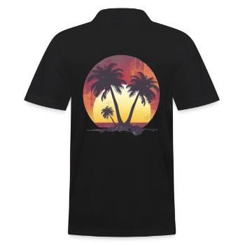 Coucher de soleil tropical et palmiers - Polo Homme - noir - Dos - Kai (181cm)