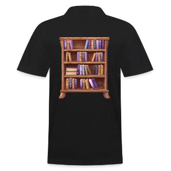 Magical Bookcase Enchanting Motifs - Men's Polo Shirt - black - Back - Kai (181cm)