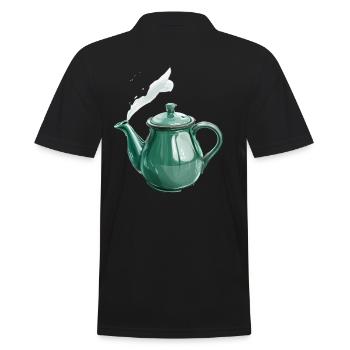 Green Teapot with Magic Steam - Men's Polo Shirt - black - Back - Kai (181cm)