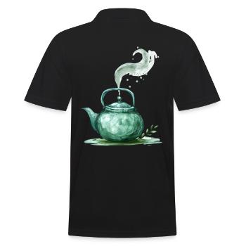 Green Teapot with Magic Steam - Men's Polo Shirt - black - Back - Kai (181cm)