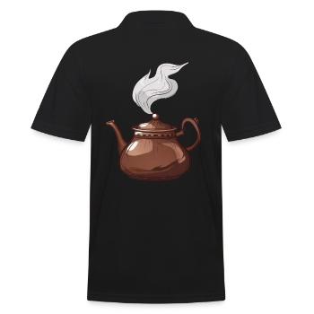 Cozy tea time with elegant pot - Men's Polo Shirt - black - Back - Kai (181cm)