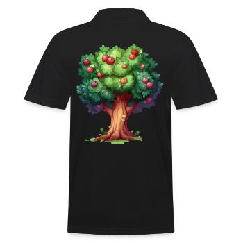 Colorful apple tree in cartoon style - Men's Polo Shirt - black - Back - Kai (181cm)