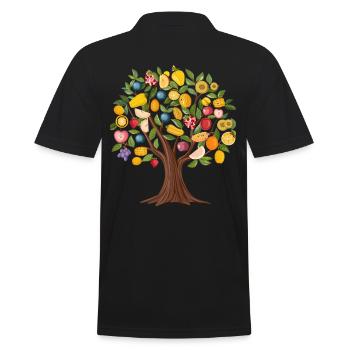 Bunter Fruchtbaum Mit Tropischen Früchten - Männer Poloshirt - Schwarz - Hinten - Kai (181cm)