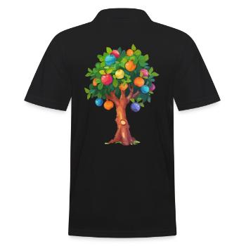 Colorful Spring Tree with Colorful Balls - Men's Polo Shirt - black - Back - Kai (181cm)