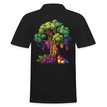 Bunter Baum Mit Trauben Und Blättern - Männer Poloshirt - Schwarz - Hinten - Kai (181cm)