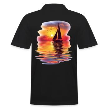 Sailboat at sunset by the sea - Men's Polo Shirt - black - Back - Kai (181cm)