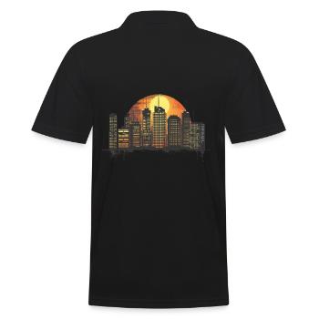 Urban sunset, big city flair - Men's Polo Shirt - black - Back - Kai (181cm)