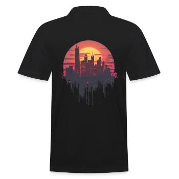 Silhouette citadine élégante au coucher du soleil - Polo Homme - noir - Dos - Kai (181cm)