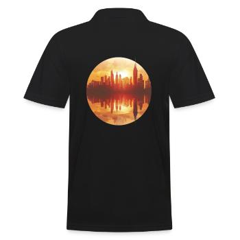 Sunset Cityscape Reflection - Men's Polo Shirt - black - Back - Kai (181cm)