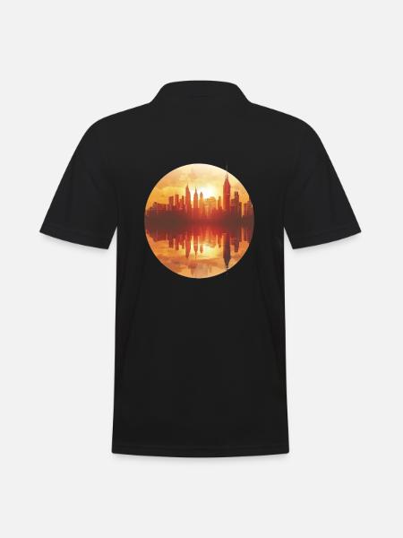 Sunset Cityscape Reflection - Men's Polo Shirt - black