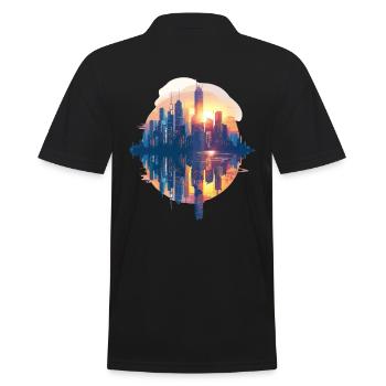 Coucher de soleil urbain aux couleurs pastel - Polo Homme - noir - Dos - Kai (181cm)