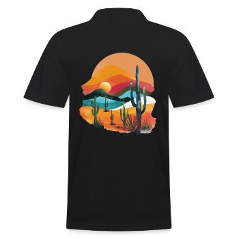 Paysage désertique au coucher du soleil - Polo Homme - noir - Dos - Kai (181cm)
