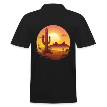 Paysage désertique de cactus au coucher du soleil - Polo Homme - noir - Dos - Kai (181cm)