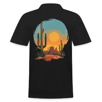 Paysage désertique au coucher du soleil - Polo Homme - noir - Dos - Kai (181cm)