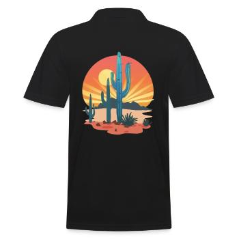 Sunset Cactus Desert Landscape - Men's Polo Shirt - black - Back - Kai (181cm)
