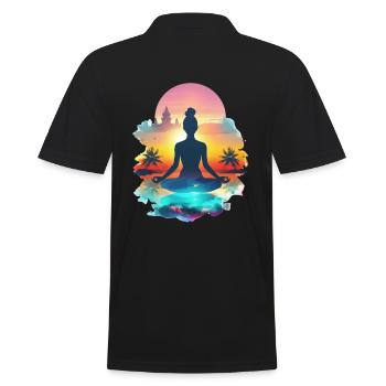 Méditation au paradis du coucher du soleil - Polo Homme - noir - Dos - Kai (181cm)
