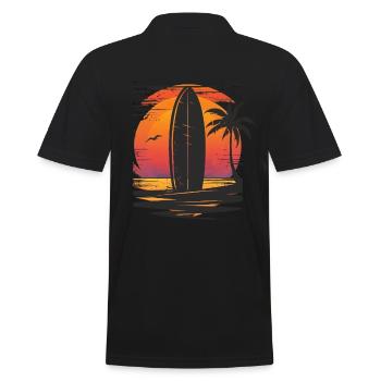 Planche de surf Sunset Palm Trees Silhouette - Polo Homme - noir - Dos - Kai (181cm)